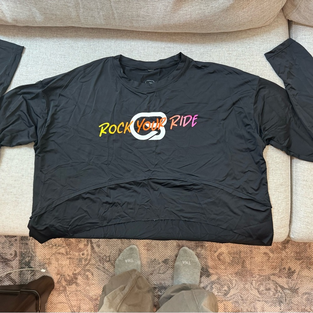 Black Long Sleeve Tee with Colorful Print